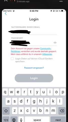 snapchat account gesperrt|Mein Snapchat Account ist gesperrt